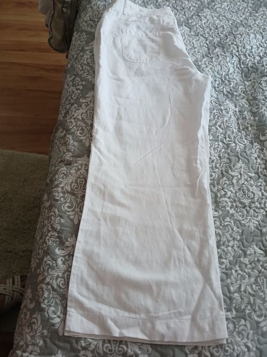 Spodnie biale  len+bawełna