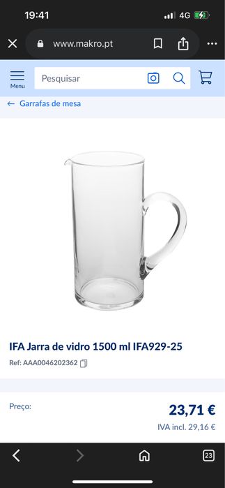 18 Jarras em vidro com asa – transparentes (ideais para sangrias)