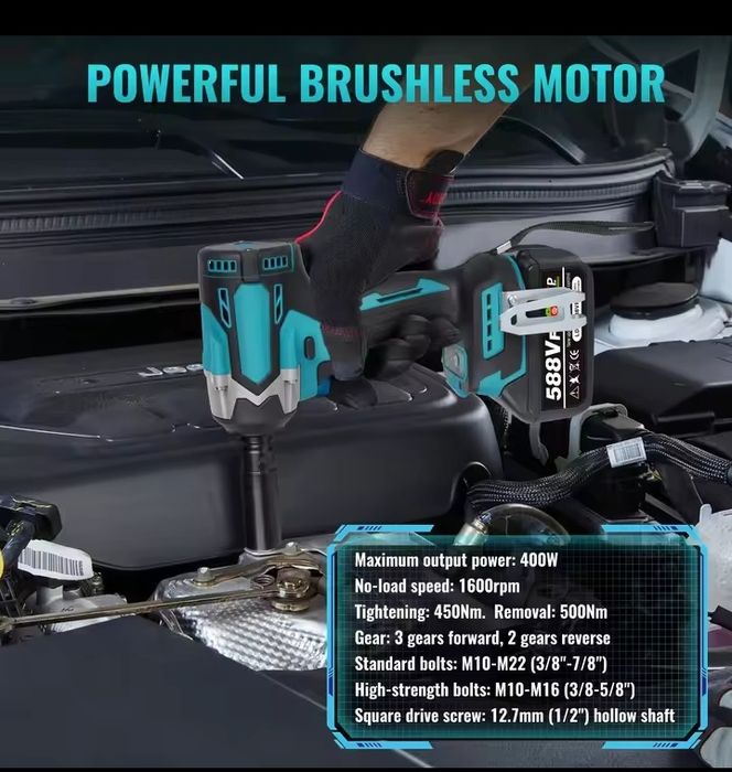 Pistola de impacto 2 baterias carregador acessórios