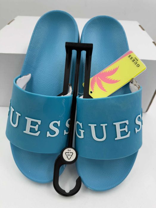 GUESS  Klapki Slides  unisex kolor turkusowy R.45  GU67J
