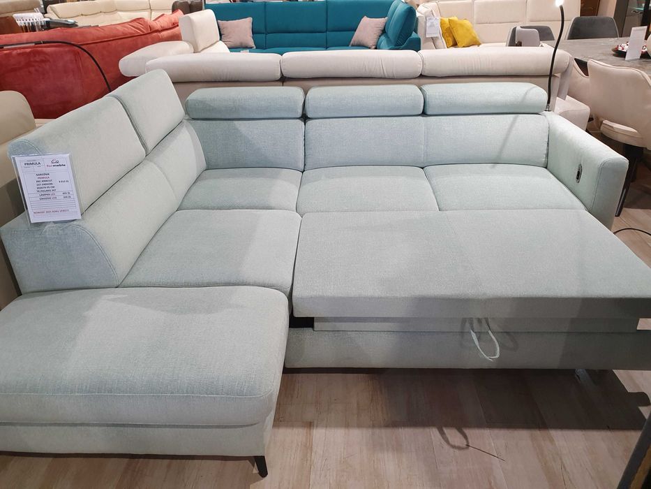 Narożnik Primula z funkcją spania,lampka,gniazdo USB VERO Promocja 15%