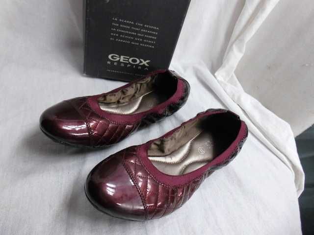 Geox Respira skórzane pikowane bordowe baleriny 37