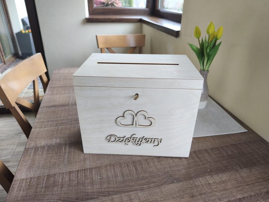 Pudełko drewniane skrzynia box na koperty ślubne