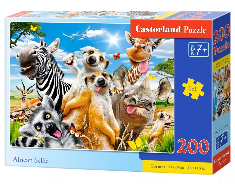 Puzzle 200 elementów. Afrykańskie selfie. Castorland. Nowy Produkt