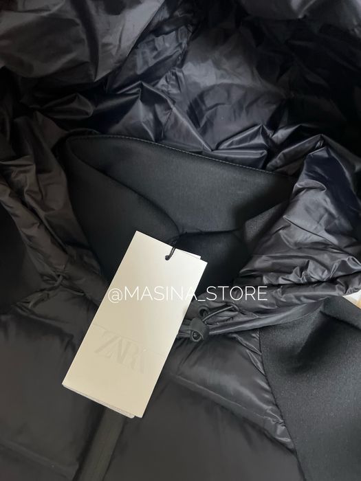 Нова куртка стьобана Zara жіноча S, M неопренові рукава оригінал чорна