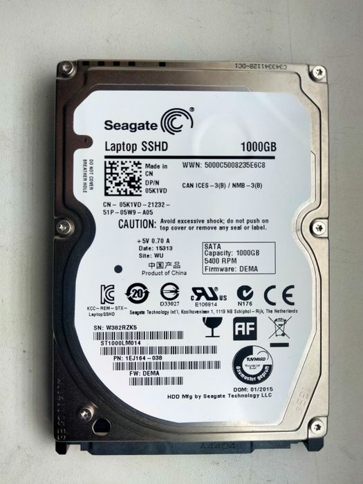 Жесткий диск SEAGATE Laptop SSHD 2.5 1000 Gb. (гибрид HDD+SSD)