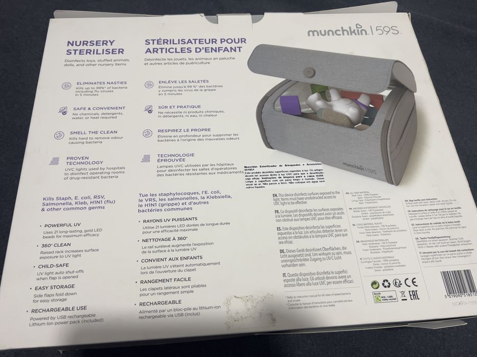 Munchkin 59S – Esterilizador UV para Artigos de Bebé – Novo (Nunca Utilizado)