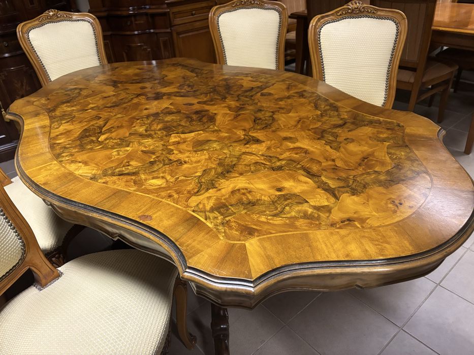 Włoski Stylowy Zestaw Stół 6 Krzeseł Meble stylowe ludwik rokoko