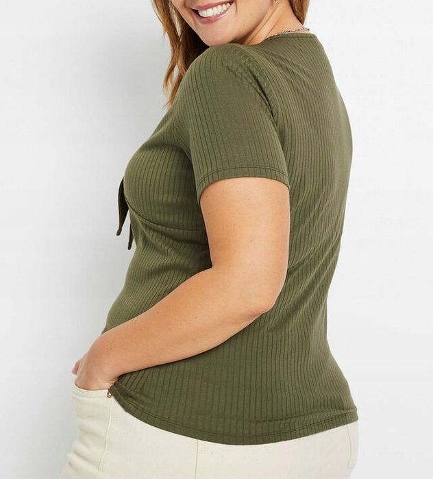 B.P.C t-shirt damski prążkowany khaki ^36/38