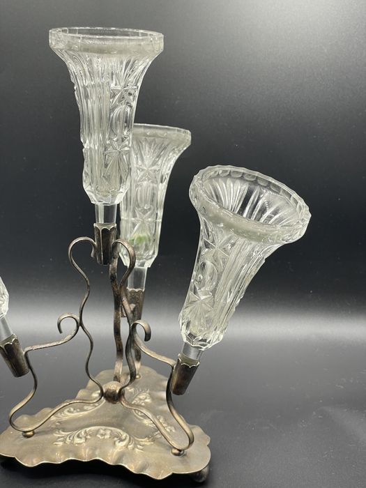 Floreira Epergne Art Nouveau casquinha inglesa