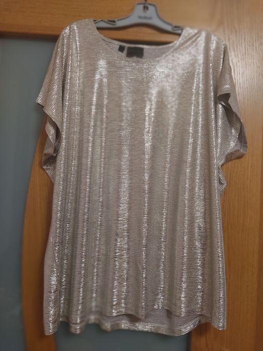 Piękna zlota bluzka połysk r 52 luźna plus size