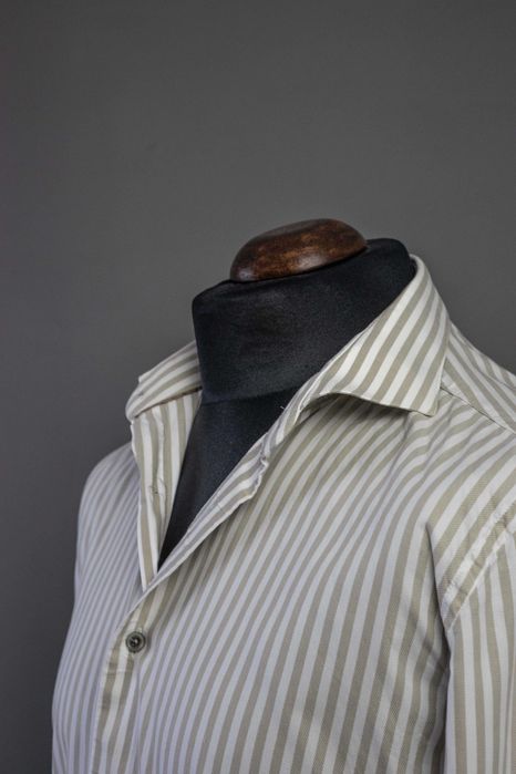 Koszula w beżowe pasy Dressmann, rozmiar 42/43 XL, Bawełna / Cotton