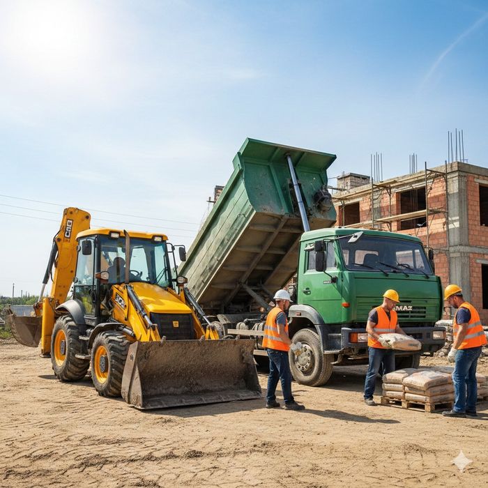 Екскаватор jcb + самосвали | вивіз сміття + пісок, щебінь, чорнозем!