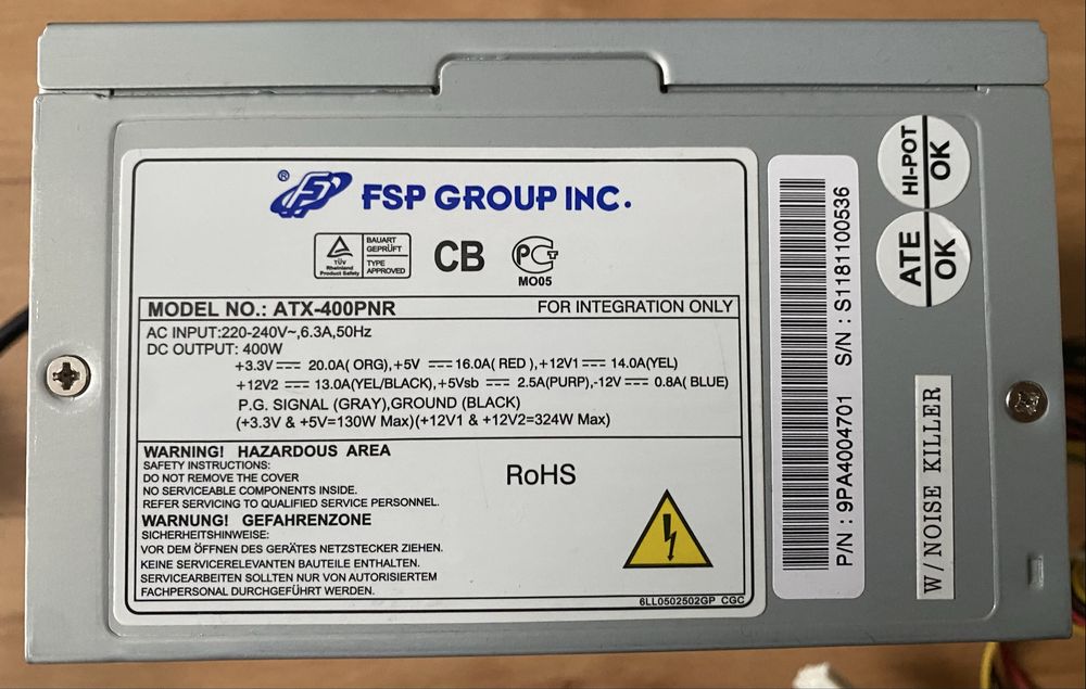 Блок живлення для ПК FSP ATX-400PNR PRO
