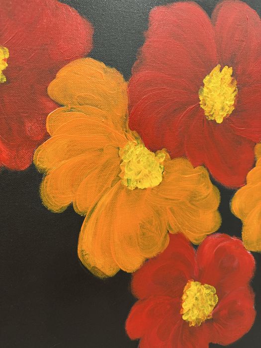 Tela quadro tons laranja e negro
