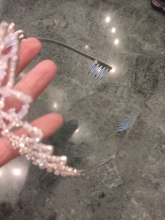 Tiara Coroa Brilhantes Prateada Noiva
