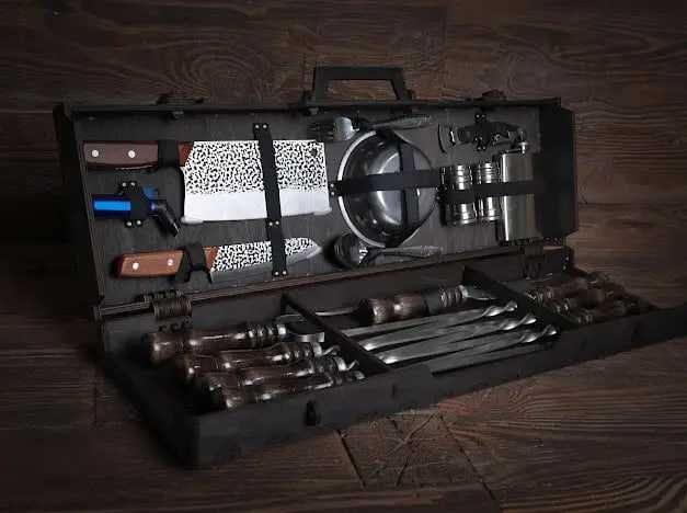 Набір шампурів у кейсі,шашличний набір, набір шампурів, подарунок