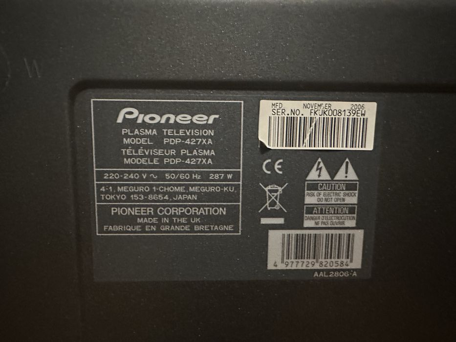 Pioneer plazma PDP 427 XA HDMI SRS