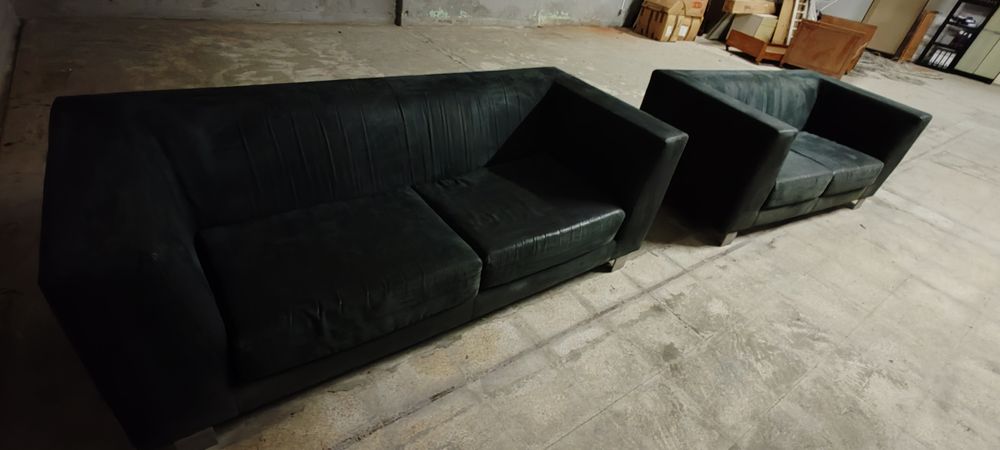 Conjunto de sofás Anaric em nobuck preto