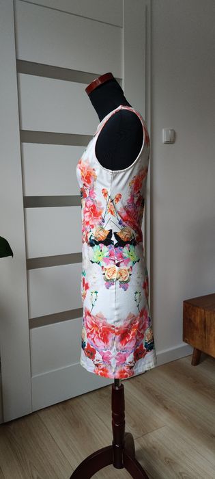 Sukienka kolorowa mini H&M S/36/8 lato elastyczna tuba dopasowana