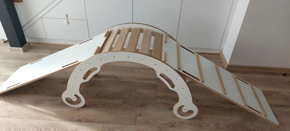 Duży bujak Wood for kids (wspinaczka, drabinka, zjeżdżalnia, biurko)