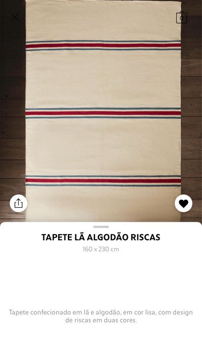 (160 x 230 CM) Tapete Lã Algodão Riscas Zara Home NOVO