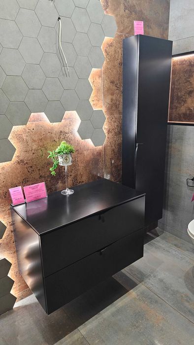 szafka łazienkowa ORISTO SIENA 80 czarna  + słupek wyprzedaż