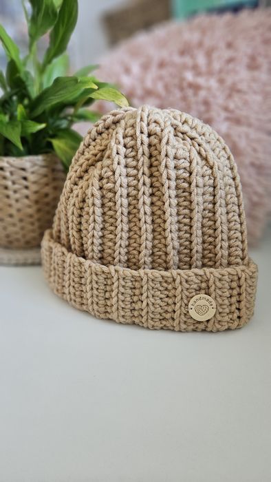 Karmelowy czapka jesień zima merino