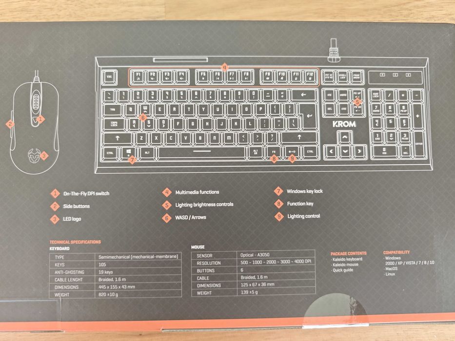 Teclado + Rato RGB Krom Kaleido Layout PT (Novo)