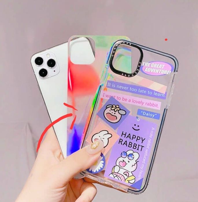 Etui Iphone 12/12 Pro, tęczowe, przeźroczyste, Kawaii Mode, OKAZJA