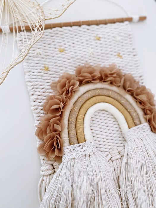 Makatka ścienna dekoracja boho tęcza do pokoju dziecięcego