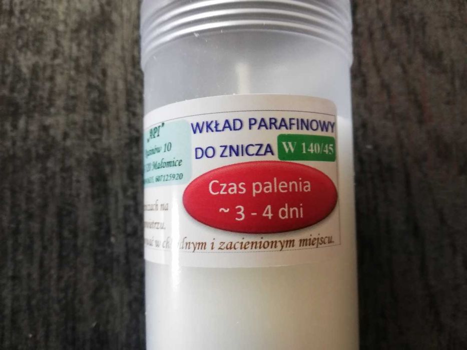 Wkłady do zniczy 140/45 od producenta, 3-4 dni