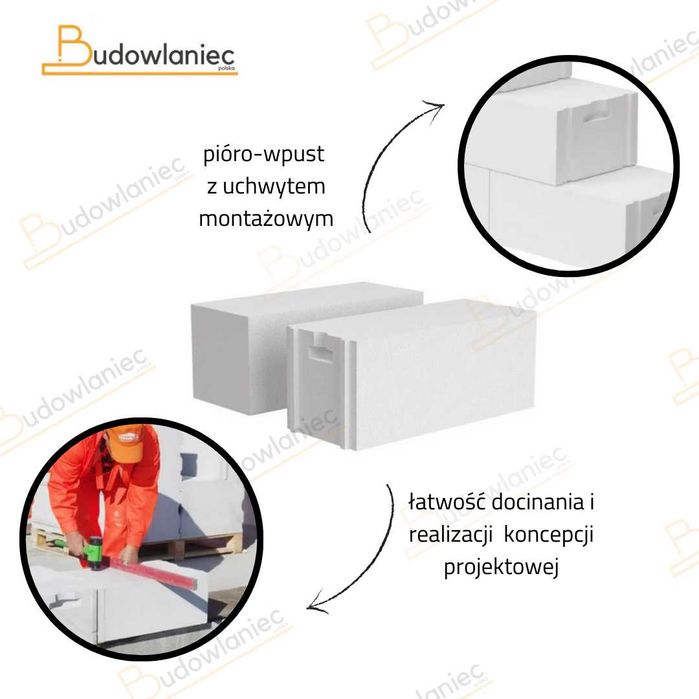 Pustak Termalica Gazobeton Beton Komórkowy 24x25x60 P+W kl.500 +HDS