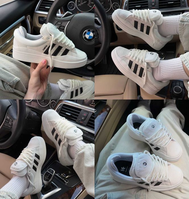 Женские кроссовки Adidas Campus x Bad Bunny White Black 36-41 Хит Весны!