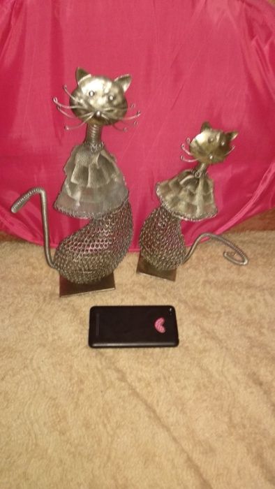 статуэтка фигурка 2 кошка кот все-металл большие кипр ручная работа