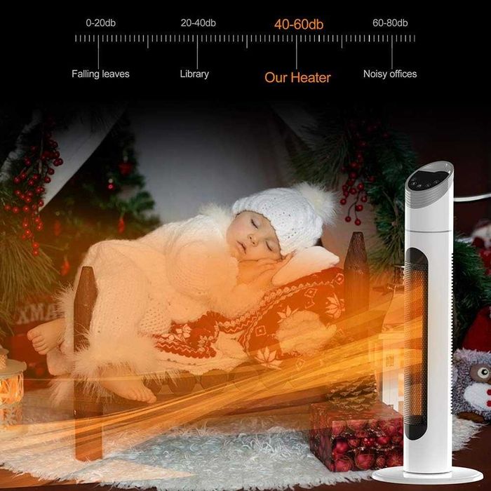 Aquecedor cerâmico com comando remoto e temporizador, 1000/2000w