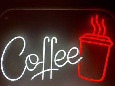 Вивіски кава, неонова вивіска на замовлення, неоновая вывеска кофе