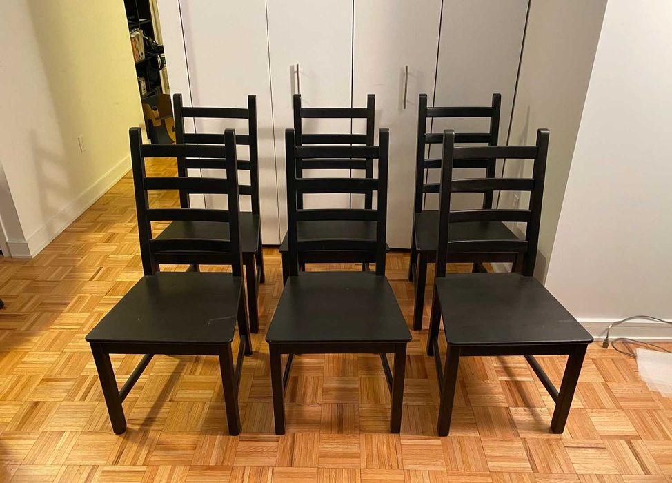 Krzesła ikea kaustby czarne 6 sztuk drewniane krzesło ikea
