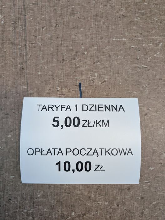 40 zł Naklejki TAXI Warszawa cennik herb syrenka paski cyfry