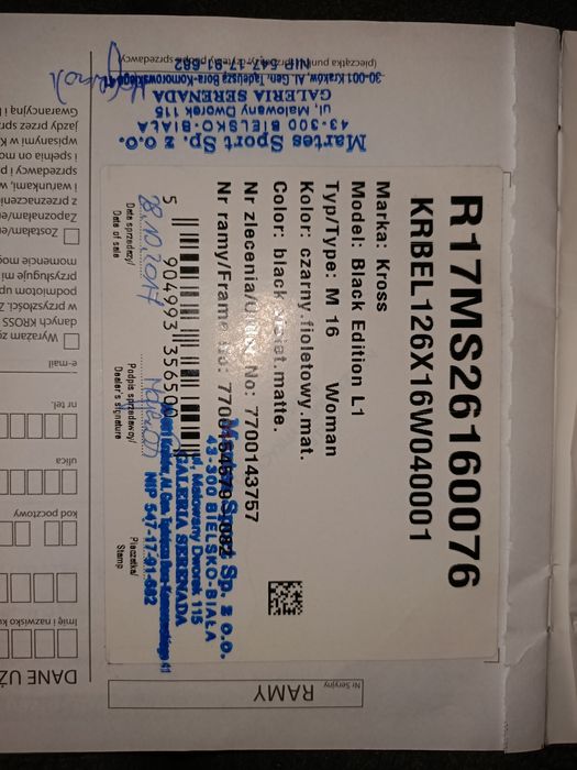 Rower Kross Black Edition L1 16"