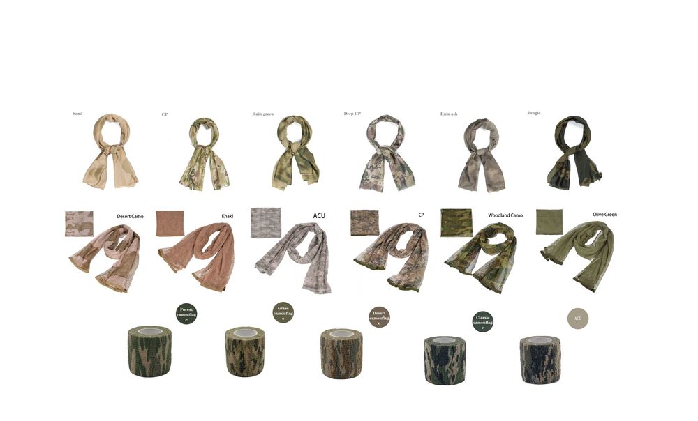 Маскувальний шарф-сітка тейп стрічка тактичний камуфляжний мультикам