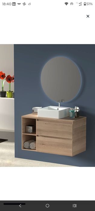 Espelho WC redondo 80 cm com iluminação Led