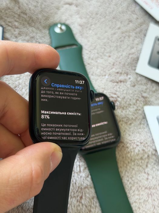Apple Watch Series 7 45mm чорні і зелені вотч 7 45мм