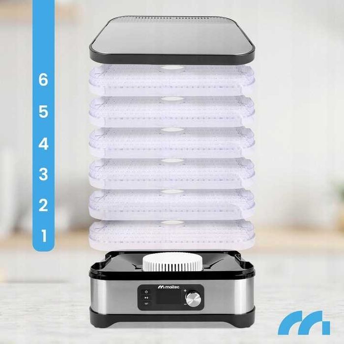 duża suszarka do grzybów owoców warzyw spożywcza 6sit mocna 450w zegar