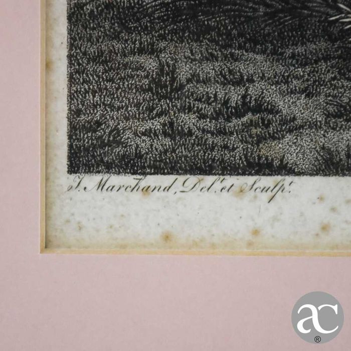 Gravura de J. Marchand “Ferme à Ville-juif” com moldura, séc. XIX