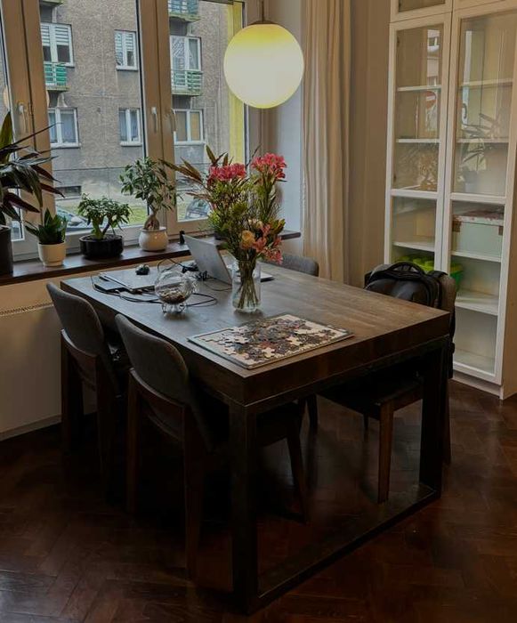 Stół lite drewno stal malowana