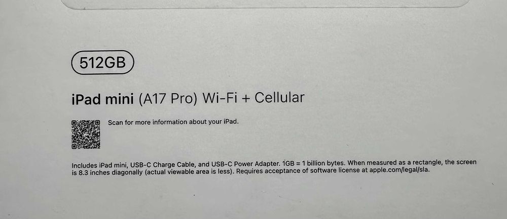 iPad mini 7 (А17 Pro) 512GB Wi-Fi + Cellular 512GB (MYHC3), ідеальний стан, на гарантії, максимальні х-ки