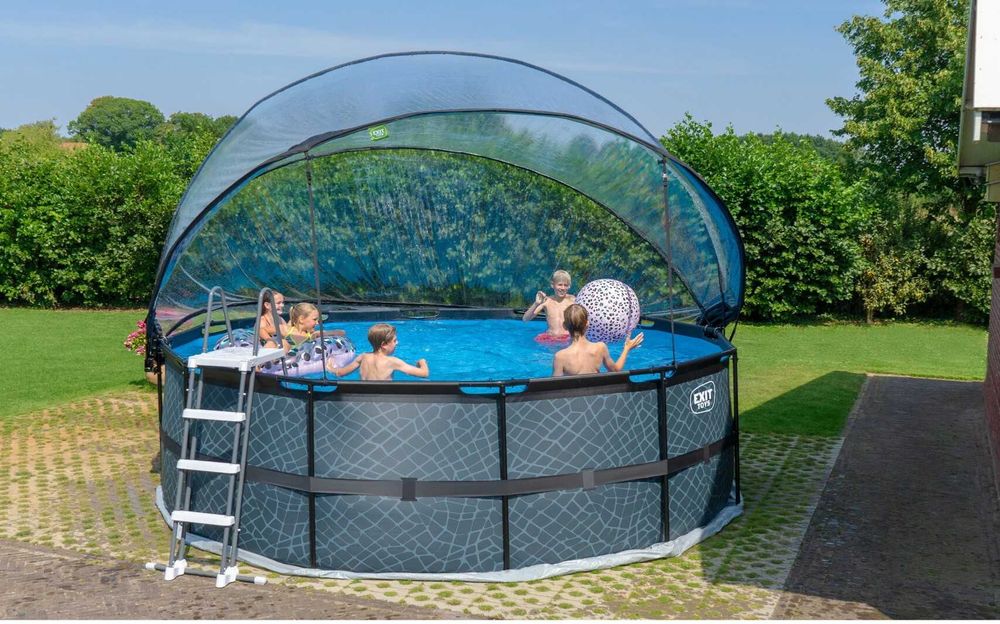 Басейн EXIT круглий з куполом 488х122 см + тепловий насос