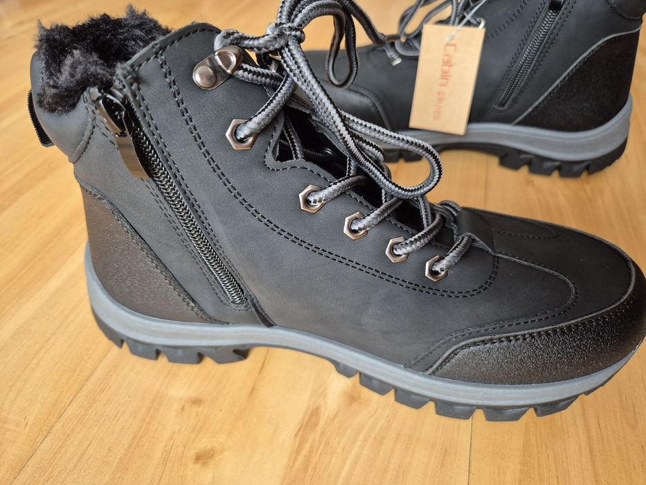 Czarne buty męskie ocieplane - Cabin shoes r.41