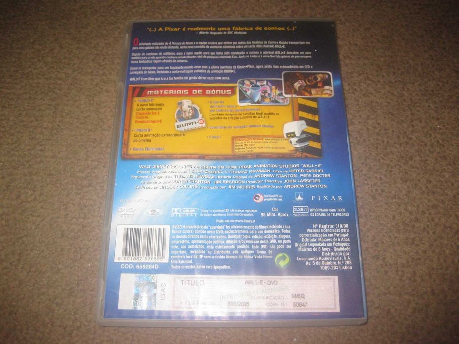 DVD "Wall-E" da Pixar Animation Studios